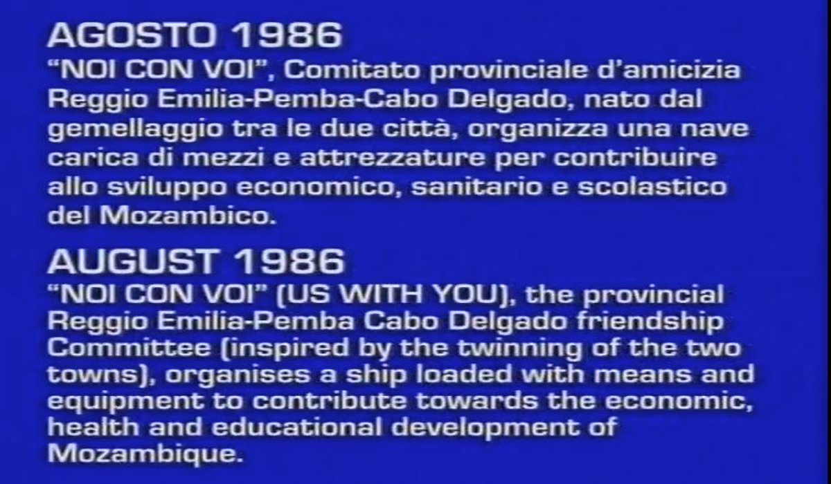Proveniente de Réggio Emília: Navio de solidariedade para Pemba (1986)